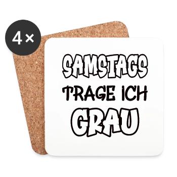 Saturdays I wear gray Saying Color gray - Coasters (set of 4) - white - Front