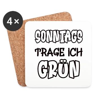 Sundays I wear green saying color green - Coasters (set of 4) - white - Front