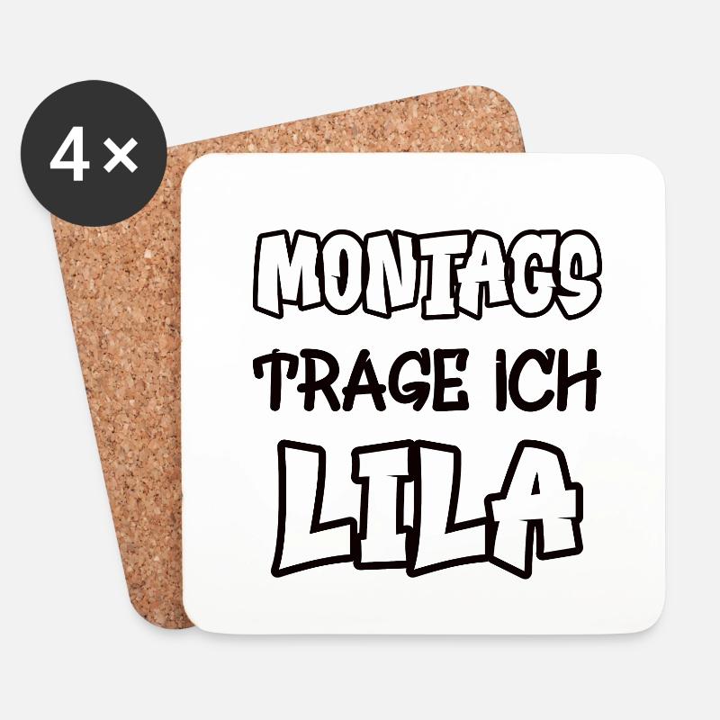 Montags trage ich lila Spruch Farbe lila - Untersetzer (4er-Set) - Weiß