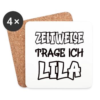 Zeitweise trage ich lila Spruch Farbe lila - Untersetzer (4er-Set) - Weiß - Vorne