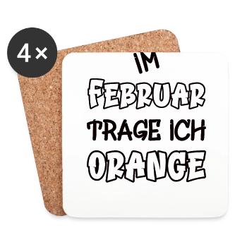 In February I wear orange saying color orange - Coasters (set of 4) - white - Front