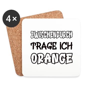 Entre les deux, je porte de l’orange en disant couleur orange - Dessous de verre (lot de 4) - blanc - Devant