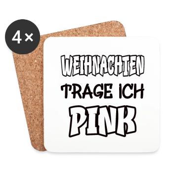 Weihnachten trage ich pink Spruch Farbe pink - Untersetzer (4er-Set) - Weiß - Vorne