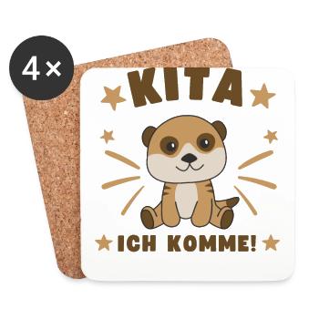Kita I'm coming daycare child meerkat - Coasters (set of 4) - white - Front