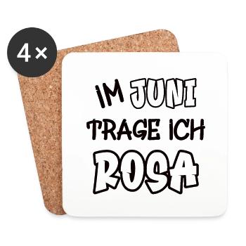 In June I wear pink saying color pink - Coasters (set of 4) - white - Front