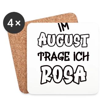 In August I'm wearing pink saying color pink - Coasters (set of 4) - white - Front