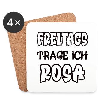 Freitags trage ich rosa Spruch Farbe rosa - Untersetzer (4er-Set) - Weiß - Vorne