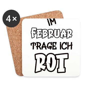 In February I wear red saying color red - Coasters (set of 4) - white - Front