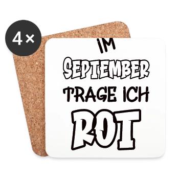 In September I wear red saying color red - Coasters (set of 4) - white - Front