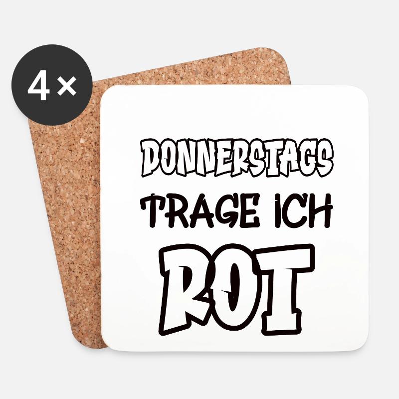 Donnerstags trage ich rot Spruch Farbe rot - Untersetzer (4er-Set) - Weiß