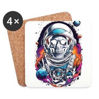 Crâne astronaute univers - Dessous de verre (lot de 4) - blanc - Devant