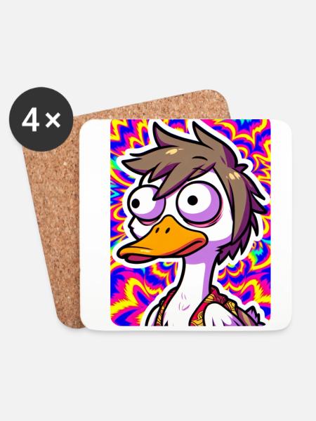 Trippy Goose - Untersetzer (4er-Set) - Weiß