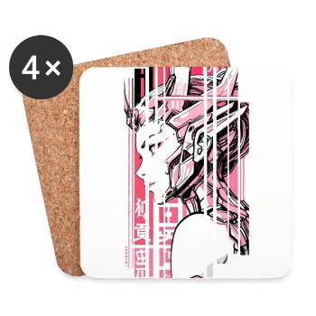 Frau cyberpunk rosa geometrisch japan - Untersetzer (4er-Set) - Weiß - Vorne