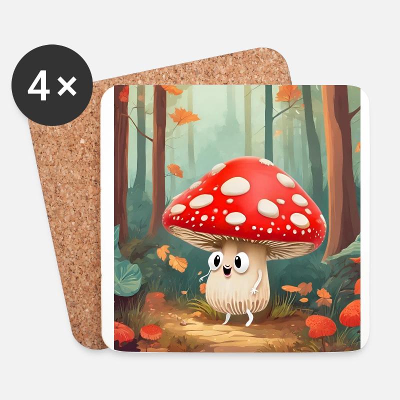 Niedlicher Fliegenpilz - Untersetzer (4er-Set) - Weiß