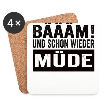 Bäääm ! Et encore fatigué Chemise de nuit - Dessous de verre (lot de 4) - blanc - Devant