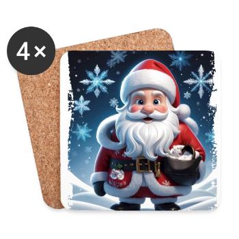 Frohe Weihnachten Schnee Weihnachten Weihnachten Weihnachtsmann - Untersetzer (4er-Set) - Weiß - Vorne