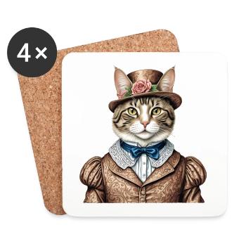 Aristocrat cat - Coasters (set of 4) - white - Front