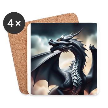 Grauer Drache - Untersetzer (4er-Set) - Weiß - Vorne
