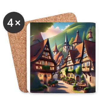 Old town in Switzerland - Coasters (set of 4) - white - Front