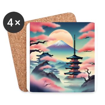 Beautiful japanese view - Coasters (set of 4) - white - Front