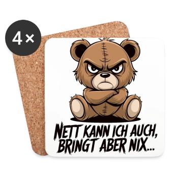 Nett Kann Ich Auch Bringt Aber Nix Teddy - Untersetzer (4er-Set) - Weiß - Vorne
