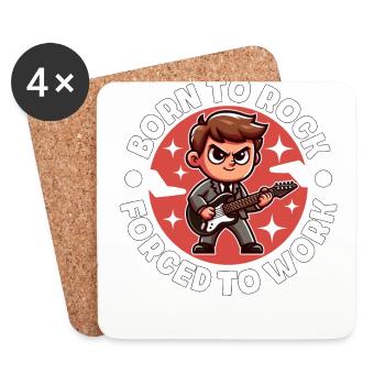 BORN TO ROCK FORCED TO WORK - Coasters (set of 4) - white - Front