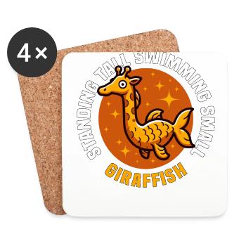 STANDING TALL SWIMMING SMALL - GIRAFFE AND FISH - Coasters (set of 4) - white - Front