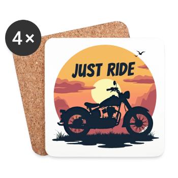Il suffit de rouler en moto. Coucher de soleil vintage. - Dessous de verre (lot de 4) - blanc - Devant