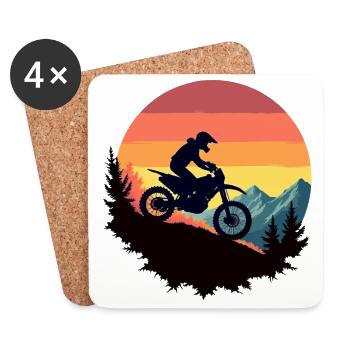 Motorrad. Biker im Retrolook. - Untersetzer (4er-Set) - Weiß - Vorne