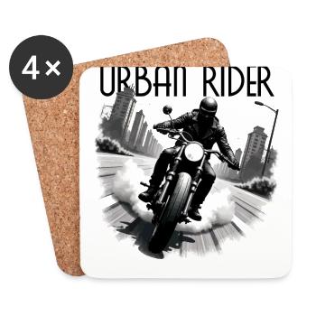 Urban Rider - Design de moto rétro élégant - Dessous de verre (lot de 4) - blanc - Devant