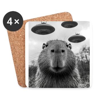 Capybara UFO Aliens - Coasters (set of 4) - white - Front