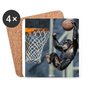 Chimpanzee Basketball - Coasters (set of 4) - white - Front