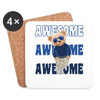 Ours en peluche cool avec lunettes de soleil - Awesome - Dessous de verre (lot de 4) - blanc - Devant