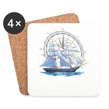 8 Capitaine Sailor Windrose - Dessous de verre (lot de 4) - blanc - Devant