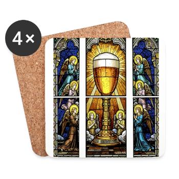 Kirchen Fenster Bier Männertag Himmelfahrt - Untersetzer (4er-Set) - Weiß - Vorne