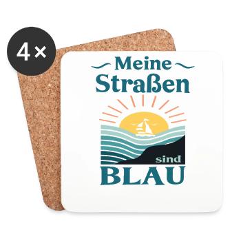 2 Meine Strassen sind blau - Untersetzer (4er-Set) - Weiß - Vorne
