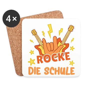 Kita Abschied jetzt rocke ich die Schule - Untersetzer (4er-Set) - Weiß - Vorne