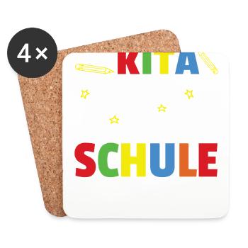 Kita Abschied Hallo Schule ich bin soweit! - Untersetzer (4er-Set) - Weiß - Vorne