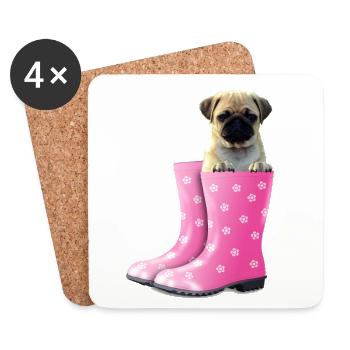 Mops - Untersetzer (4er-Set) - Weiß - Vorne