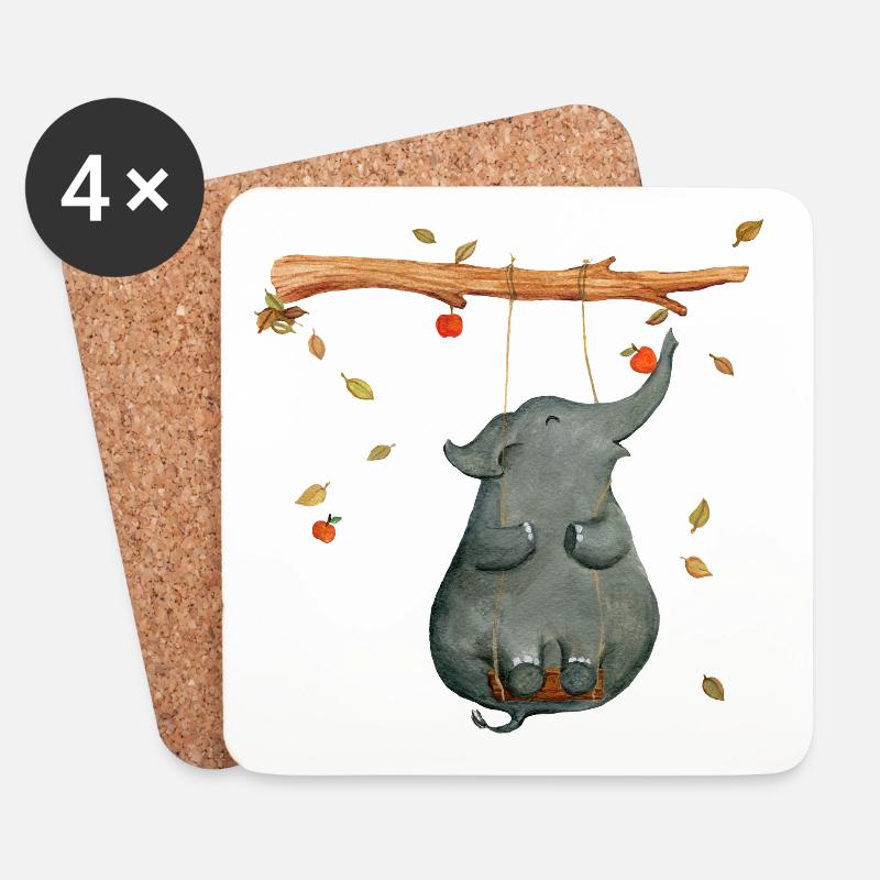 elephant - Coasters (set of 4) - white