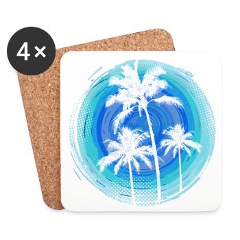 Palms & Circles 02 - Coasters (set of 4) - white - Front