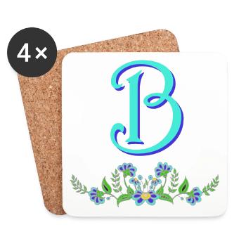 flower blue b - Coasters (set of 4) - white - Front