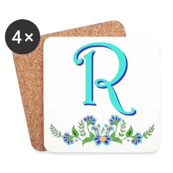 fleur bleu r - Dessous de verre (lot de 4) - blanc - Devant