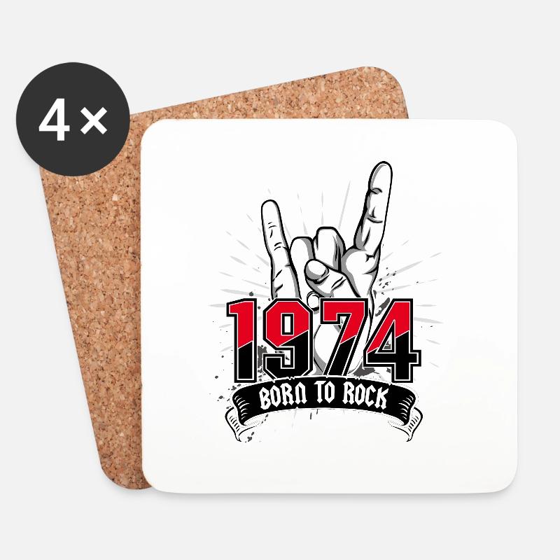 Born To Rock 1974 - Untersetzer (4er-Set) - Weiß