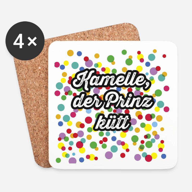 Karneval, Kamelle der Prinz kütt - Untersetzer (4er-Set) - Weiß