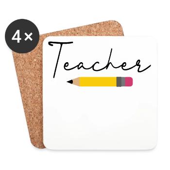 Teacher Pencil - Coasters (set of 4) - white - Front