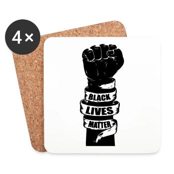Black Lives Matter - Poing levé - Dessous de verre (lot de 4) - blanc - Devant