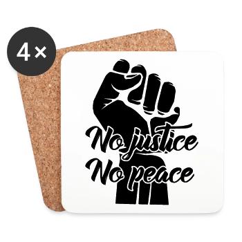 Pas de justice, pas de paix - BLM Fist - Dessous de verre (lot de 4) - blanc - Devant