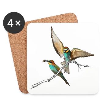 Bee-eaters in approach - Coasters (set of 4) - white - Front