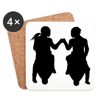 Bikercouple Couple Couple Motorcycle Sportbike Love - Coasters (set of 4) - white - Front